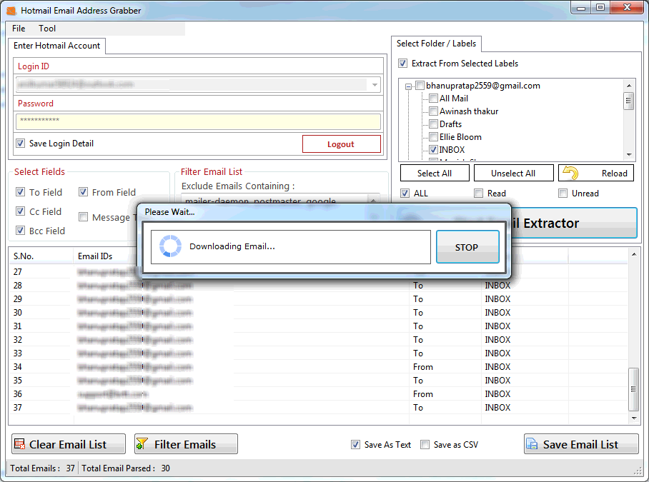 It can extract email ids from your Hotmail