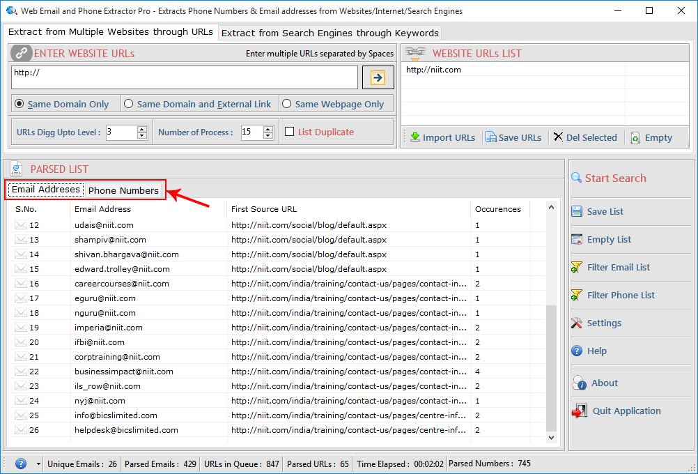 Web Email and Phone Extractor Pro screenshot
