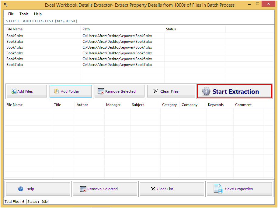 Excel Workbook Details Extractor screenshot