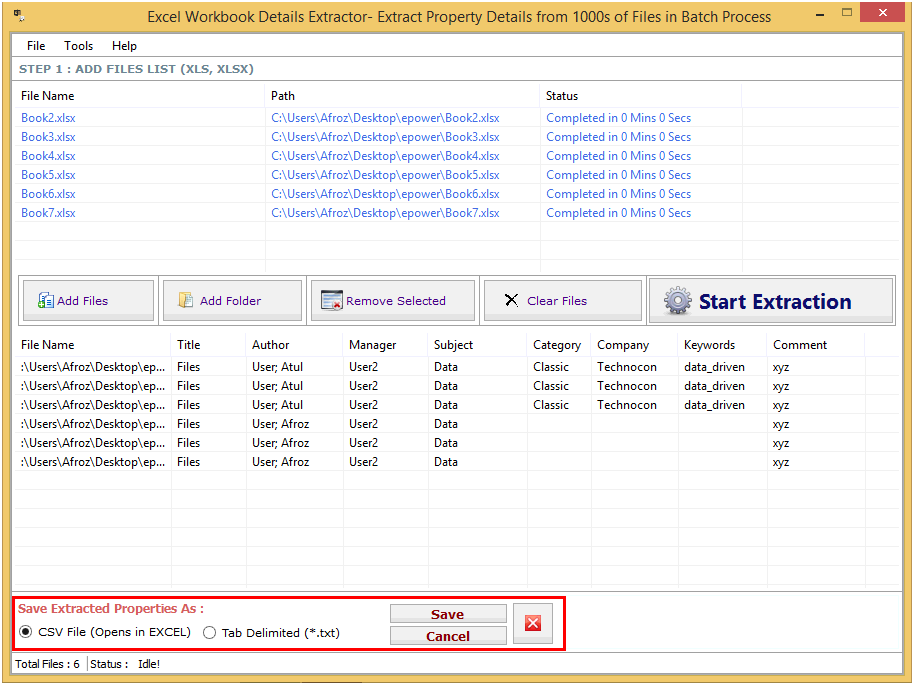 Excel Workbook Details Extractor