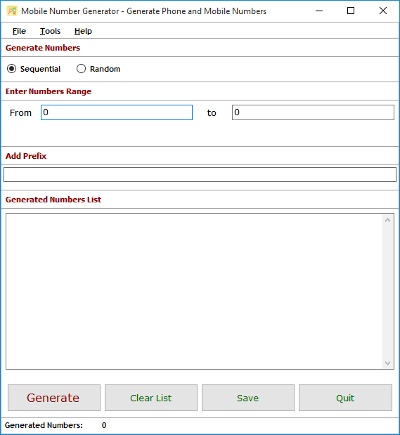 Mobile Number Generator