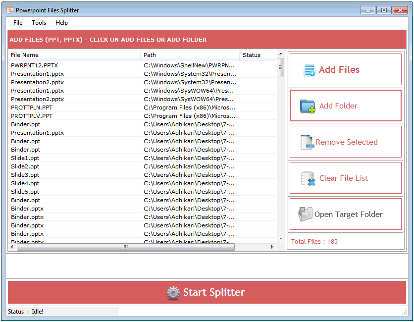 Windows 7 PowerPoint Files Splitter 2.5.0.11 full