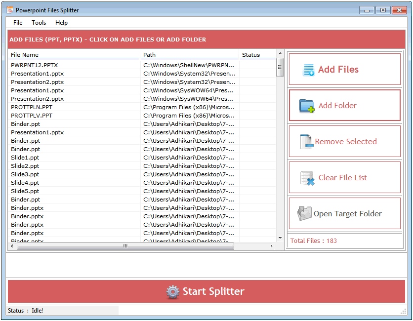 PowerPoint Files Splitter screenshot