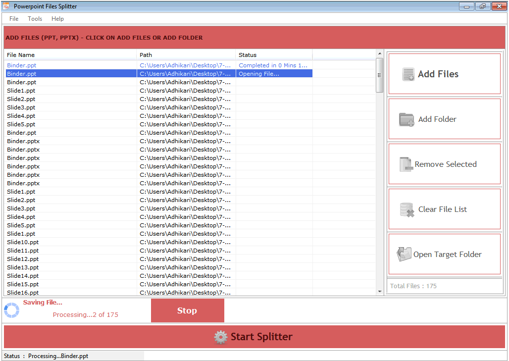 PowerPoint Files Splitter
