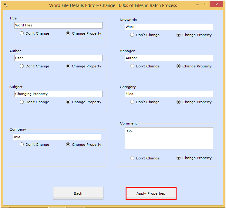 Word File Details Editor