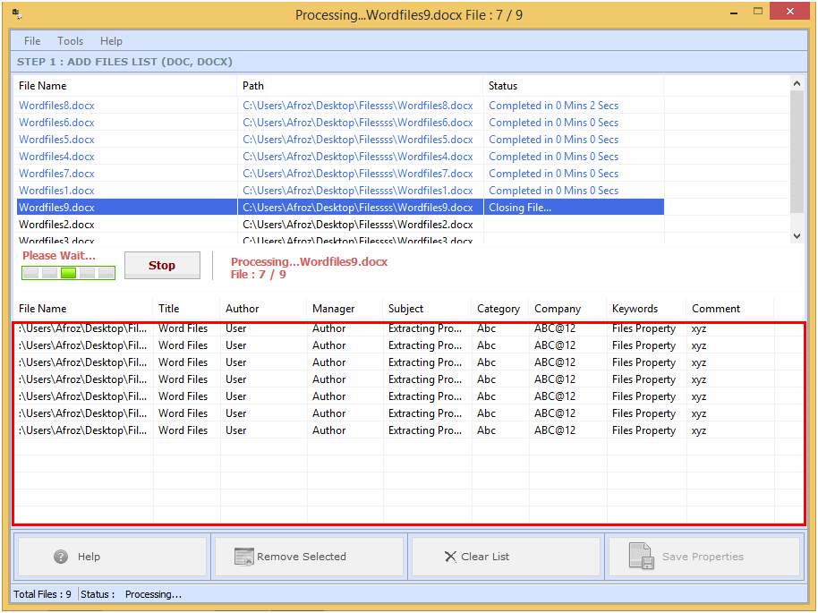 Word File Details Extractor